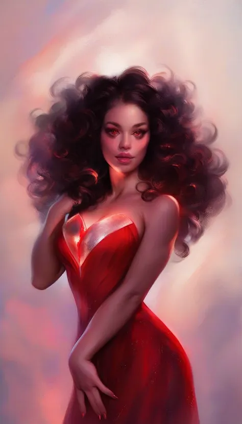 a beautiful and seductive garnet from steven universe, detailed facial features, piercing red eyes, full lips, glowing reddish s...