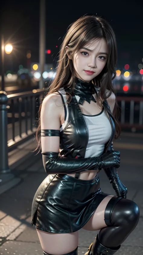 (8K, best quality, masterpiece: 1.2), (Practical, Reality: 1.37), Super Detail, A girl, Lovely, Solitary, (Tifa Lockhart), (Smal...