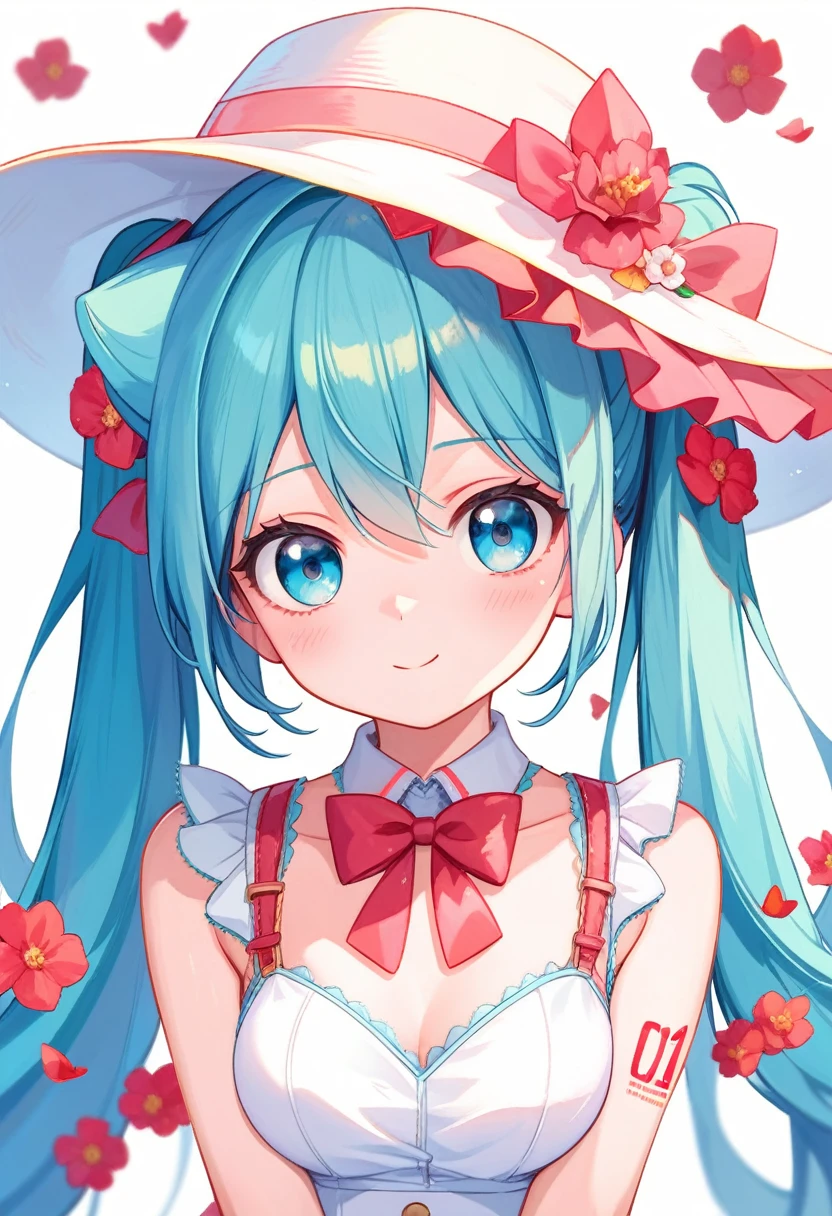 masterquality,Hatsune Miku,1girl,,poor tits,nursery uniform nsfw,smock,bucket ｈａｔ