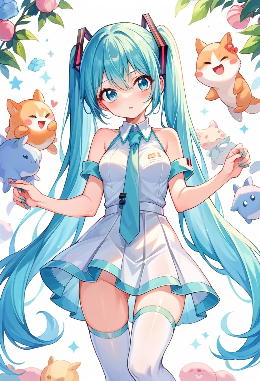 masterquality,Hatsune Miku,1girl,,poor tits,,nursery uniform nsfw,nudesmock