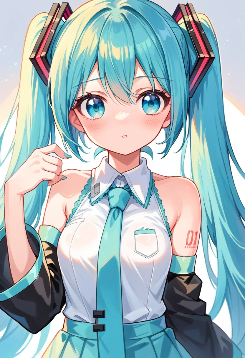 qualidade mestre,Hatsune Miku,1 garota,,pobre ,,uniforme de berçário nsfw,nudesmock