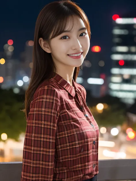 1 girl, (wearing a Check pattern red blouse:1.2), Beautiful Japan actress,
(RAW photo, highest quality), (realistic, Photoreal:1...