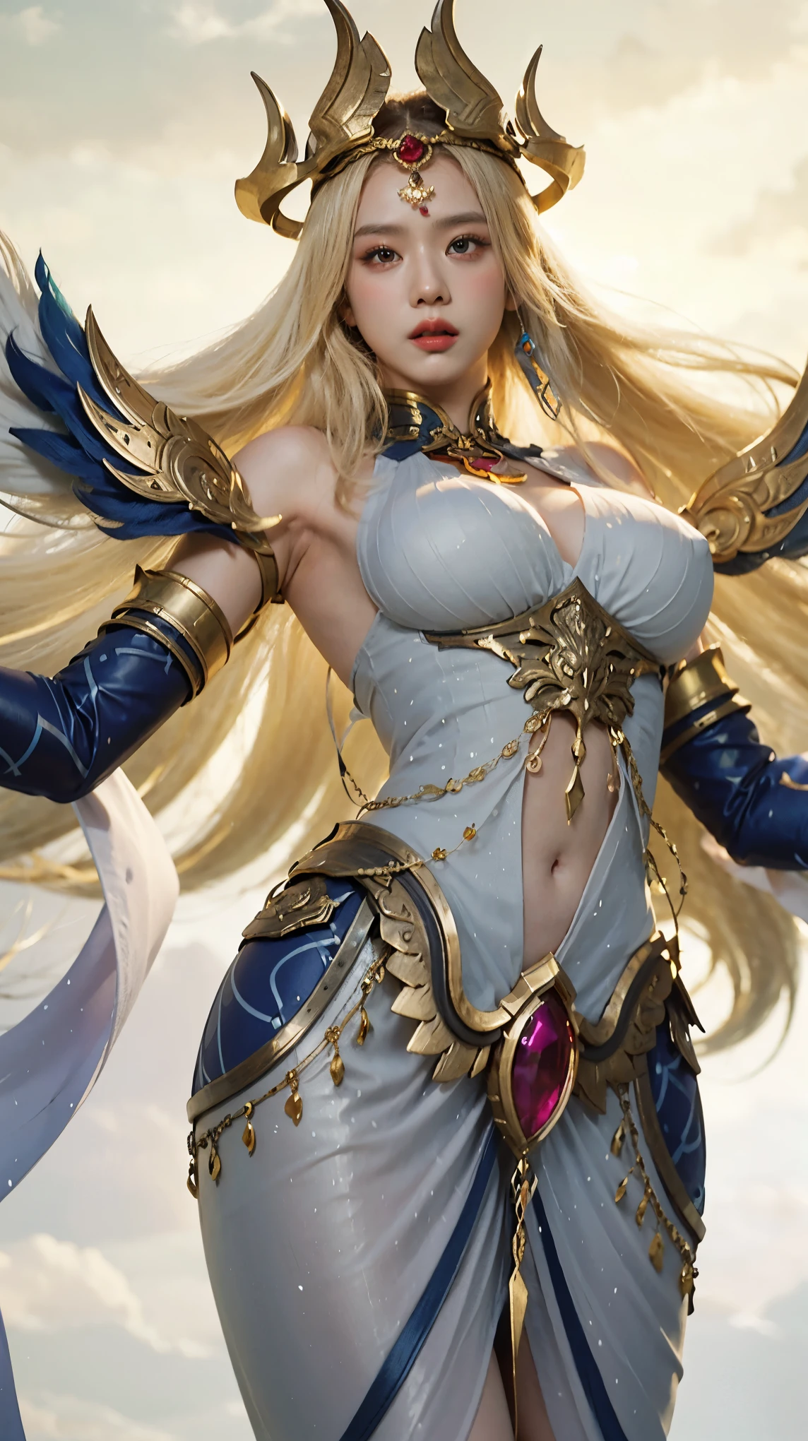 un primer plano de una niña o una mujer(Ídolo del K-POP), Cabello detallado , big booobs ,  cinemática de los portadores de sombras, Fantasía de detalle 4k, una hermosa emperatriz de fantasía, juego cg, fantasía xianxia, xianxia hero, 2. 5 d cgi anime fantasía obra de arte, Primer plano de la diosa cinematográfica., ruan jia and artgerm, wow Fantasía de detalle 4k, personaje de fantasía hiperdetallado, alta definición, hiperdetallado,perfecto, fantástico, textura detallada de la piel facial y corporal, detalle vagina (coño), detalle ojos, detalló todo.