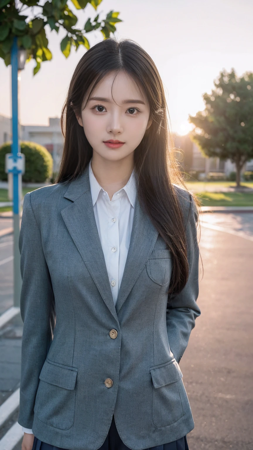 (Highest quality,8K quality,masterpiece:1.3),(超High resolution,photoRealistic:1.4,Live Shooting),(Very detailed,Caustics,Detailed Background),(ultra-Realistic capture,beautifully detailed skin,Perfect Anatomy),At dusk,Sunset sky,School building,Schoolyard,14 years old,cute,single eyelid,Long black hair,School blazer uniform,Looking into the camera,A sloppy smile,Bust up shot,Natural light、run-6500-v1.1, (RAW Photos:1.2), (Realistic:1.4), Beautiful detailed girl, Very detailed eyes and face, Beautiful and beautiful eyes, that&#39;Ridiculous, incredibly that&#39;Ridiculous, Large file size, Very detailed, High resolution, Very detailed, Highest quality, masterpiece, Kemomimi, ((Japanese Girls&#39; High School Uniform)), shape, Very detailed, CG, Unified, 8k wallpaper, wonderful, Finer details, masterpiece, Highest quality, Very detailed CG uniform 8k wallpaper, The light shines on your face, Cinema Lighting, 1 Girl, 12 years old, ((No pants)), ((Dynamic pose))), (Camel Toe), (half), (pantyhose), (Sit with your knees bent))