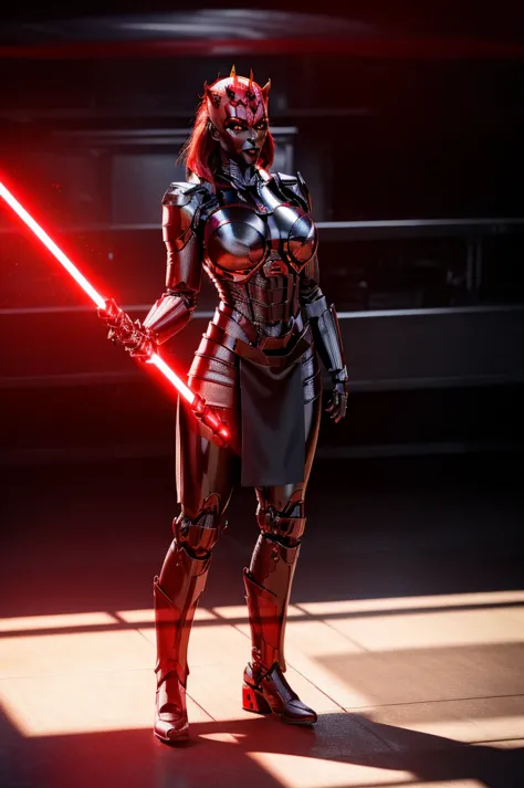 alone, mecha jessica nigri as darthmaul, ((flawless red skin)),(red:1.1),(best quality,4k,8k,highres,masterpiece:1.2),ultra-deta...