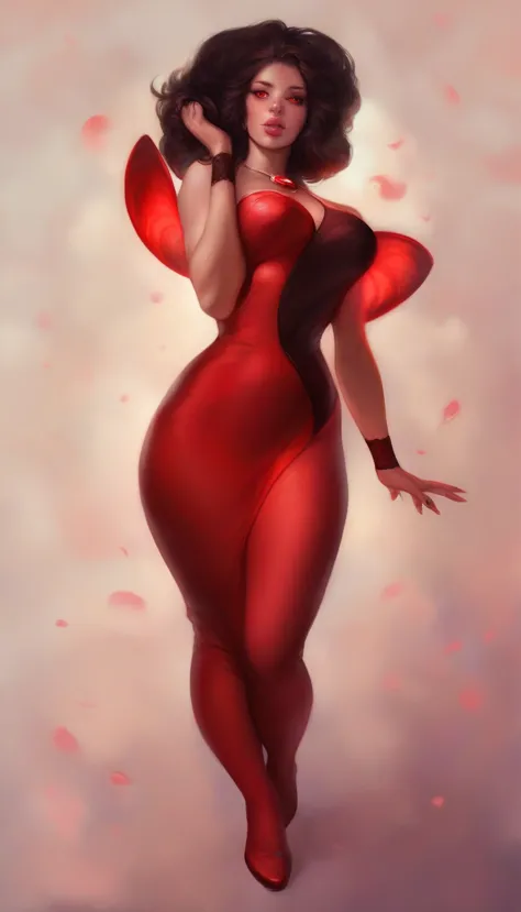 a beautiful and seductive garnet from steven universe, detailed facial features, piercing red eyes, full lips, glowing reddish s...