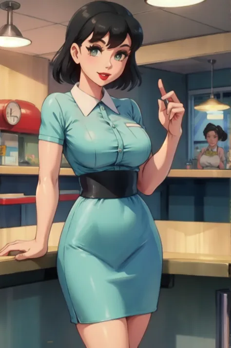 waitress at a 1950s diner