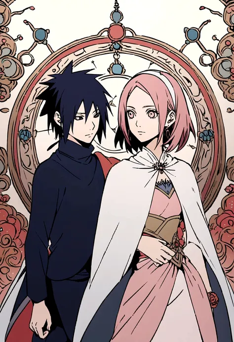 An illustration of sakura haruno and sasuke uchiha that represents the  phrase - SeaArt AI