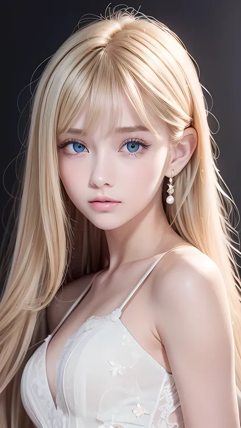 Highest quality, masterpiece, (Reality: 1.2), A beautiful blonde 14-year-old girl, Super long, dazzling, beautiful blonde hair, ...