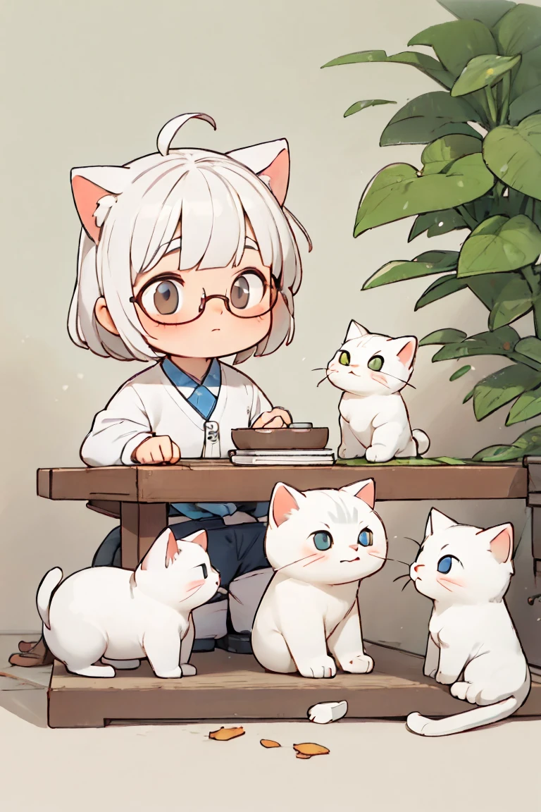 戴眼镜的白猫