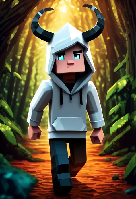 Minecraft character, DanTDM skin, walking through a forest, midnight Boy -  SeaArt AI