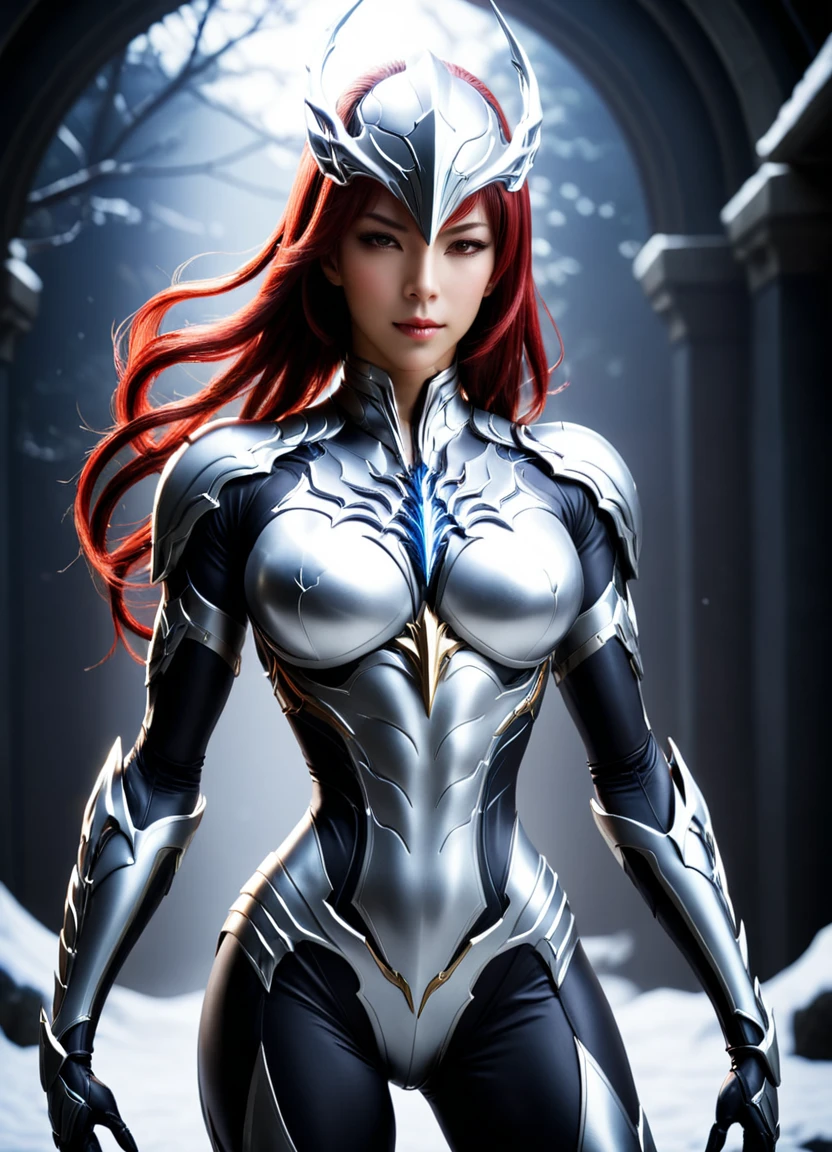 Concept Art (Digital Artwork:1.3) of (Simple illustration:1.3) A woman in silver and white clothes stands in the city, From《Lineage 2》, wearing witchblade armor, Lineage 2 Style, Unreal Engine rendering of Saint Seiya, of a beautiful female warframe, From ncsoft, silver armor and red clothing, Super detailed fantasy characters, Play Style：Square Enix, Unreal Engine Rendering Goddess, 8k Character Details CGSociety,Art Station,(Low contrast:1.3) . Digital Artwork, Illustrative, 性of, Painted landscapes, Very detailed