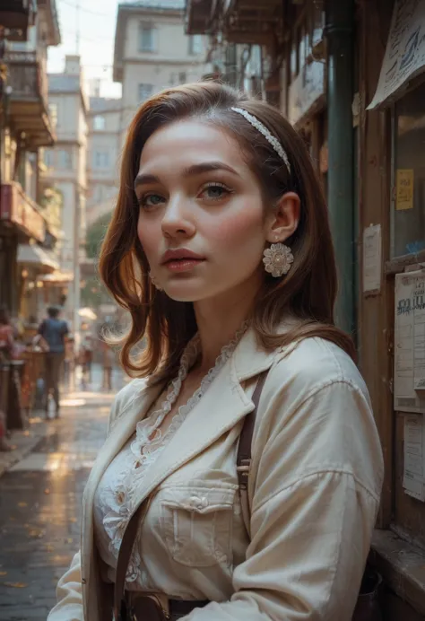 jolie fille cheveux ondulées, debout, avec poils qui sortent du legging ou nombril