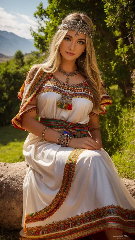 beautifull hot german blonde, robe kabyle, berber, amazigh dress, kabyledress, tizi ouzou, berber outfit, kabylegirl, bijoux, na...