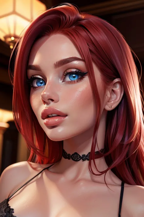 (sexy red haired young woman,perfect body,posing,model,stage,luxury hall),(oil painting),(detailed face,beautiful eyes,detailed ...