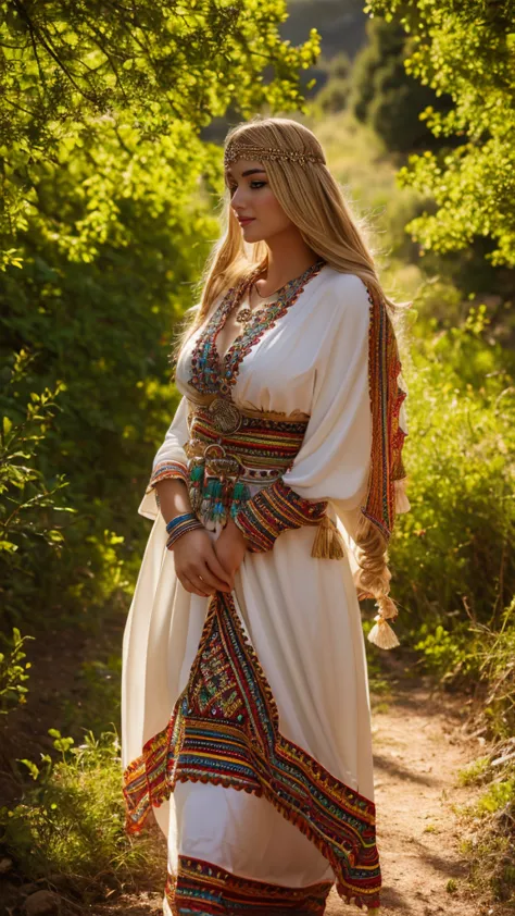 beautifull hot german blonde, robe kabyle, berber, amazigh dress, kabyledress, tizi ouzou, berber outfit, kabylegirl, bijoux, na...