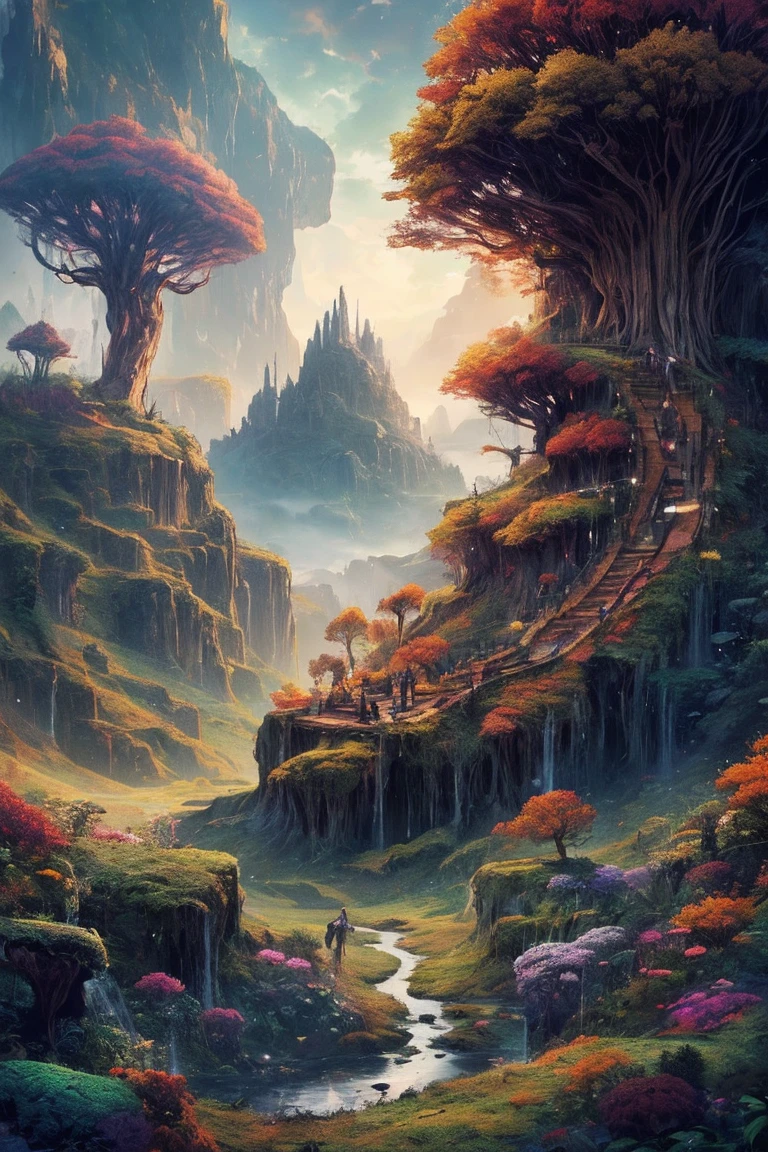 A giant black matte beetle，colorful scene, world Tree, A huge fairy tree, Elf Forest, Top view, Yggdrasil, feint, A huge tree towers over the forest, Flora and Fauna, very green, rock, There are a lot of trees, Mountain, mist, spectrum, magic, Predominant, An artist, cloud, Gradient, Dynamic, rich composition, complex, landscape, Incredibly beautiful skies, Stars in the sky, There are small details in the anime, best quality, masterpiece, Extremely detailed, beautiful, high resolution, The original,CG 8K hyper-realistic, Perfect work of art, Surrealism, Extremely detailed, Dramatic Lighting, (Practical) Practical, Full HD, best quality, best quality, beautiful lighting, (8k 壁纸Extremely detailed的 CG 单元), High Detail, Sharp focus, Dramatic and realistic art,