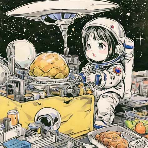 Astronauts meet aliens、Bad and cute art、vintage comic book