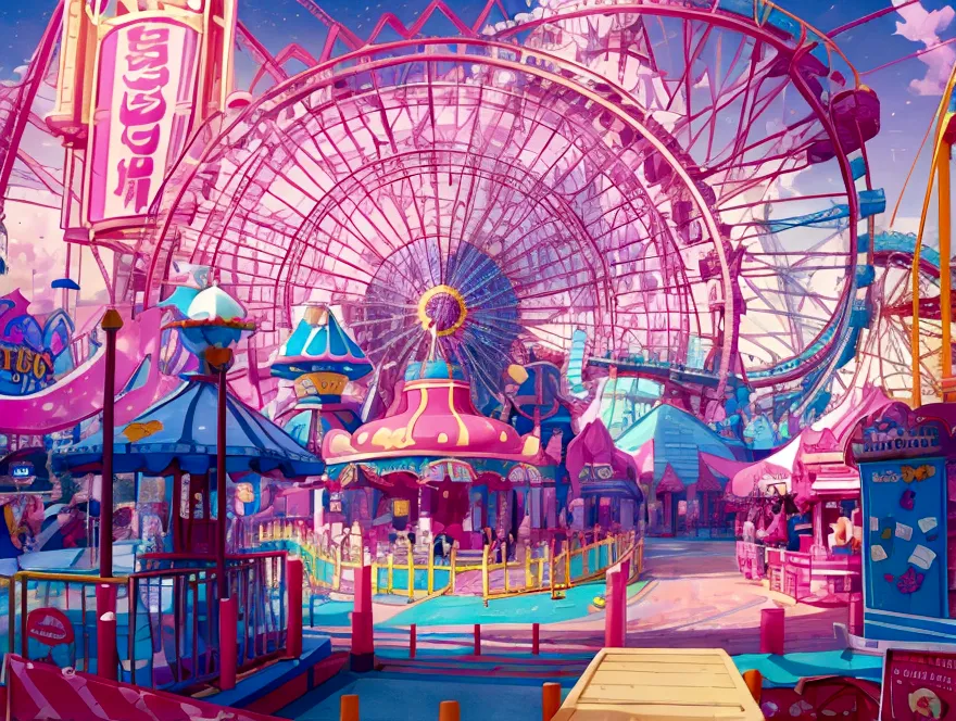 create an amusement park wallpaper, pink