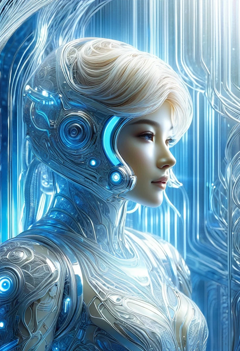  Perfekte Anatomie eines Mannes im Astronautenanzug、Nahaufnahme eines hübschen Mädchens mit transparentem Helm, Astronaut, beigefarbenes Haar, zarte und schöne, komplizierte digitale Science-Fiction-Kunstillustration, Rand, blaues Licht, Licht- und Schatteneffekt, Meisterwerk der Filmszene, Die beste Qualität sorgfältig geschnitzt extrem filigrane Kunstwerk ultra-präzise Kunst,atemberaubende digitale Kunst