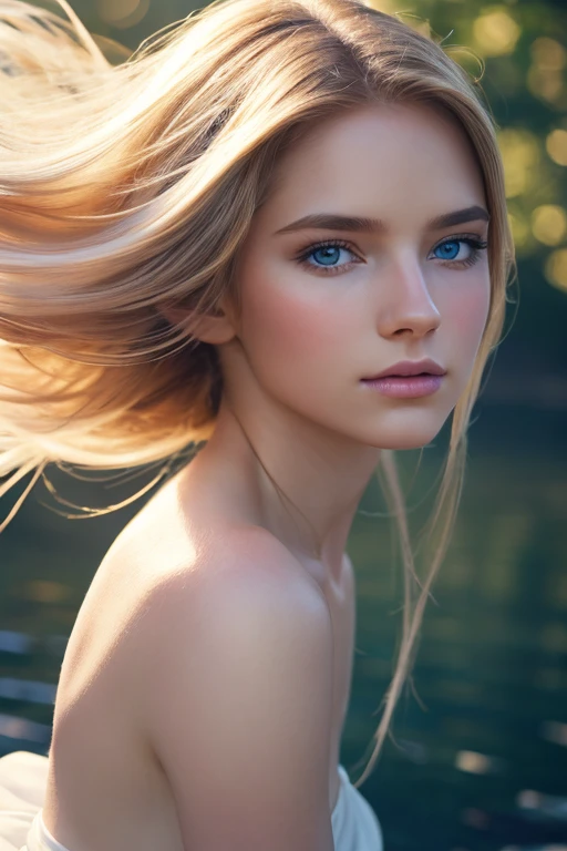 1girl, goddess of beauty, ethereal beauty, porcelain skin, long flowing hair, elegant pose, delicate features, flawless complexion, luminous eyes, serene expression, flowing dress, natural lighting, cinematic composition, dramatic lighting, warm color palette, glowing skin, (best quality,8k,highres,masterpiece:1.2),ultra-detailed,(realistic,photorealistic,photo-realistic:1.37),digital art, fantasy, portrait