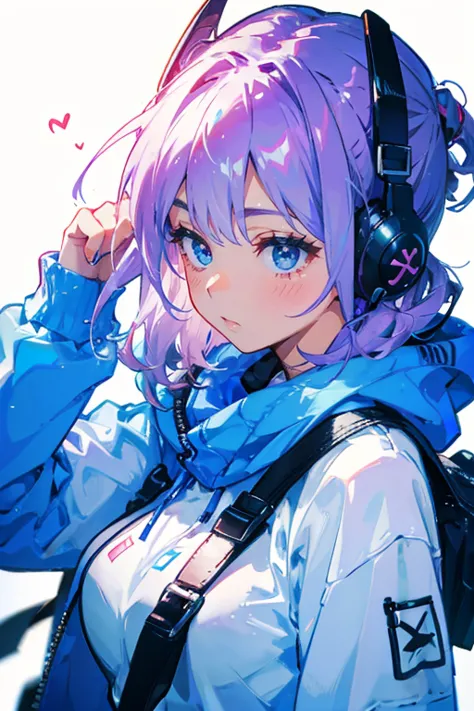 1girl,cute,bigbreast,upper body,headphone,cool,music,flow note,electric