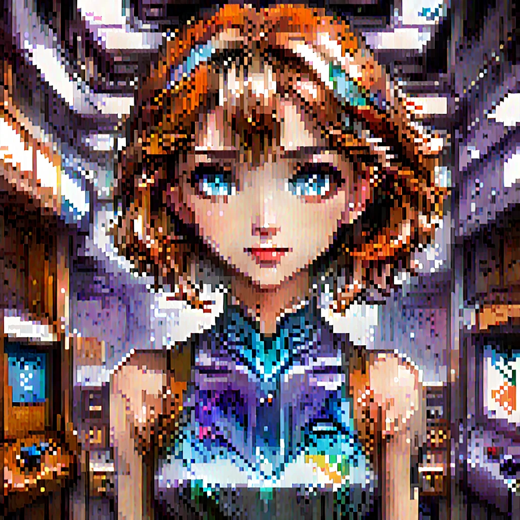 Pixel art, Retro game cover art, Full body portrait, symmetrical shoulders, Symmetrical face, beautiful, elegant, Volumetric lighting, Scattered beneath the surface, Ray Tracing, Vibrant colors, Trending on Art Station, Jordan Grimmer, Art Greg Rutkowski