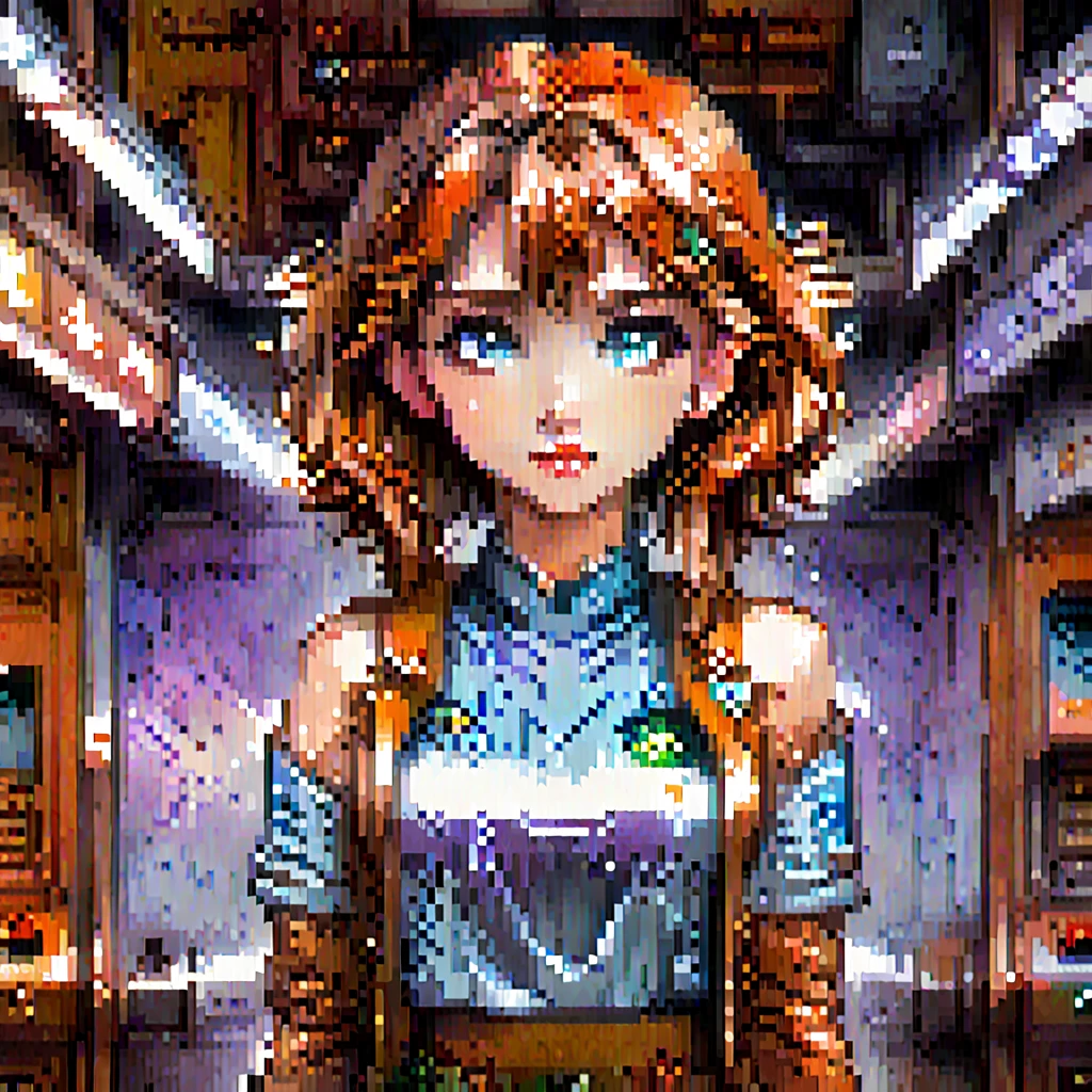 Pixel art, Retro game cover art, Full body portrait, symmetrical shoulders, Symmetrical face, beautiful, elegant, Volumetric lighting, Scattered beneath the surface, Ray Tracing, Vibrant colors, Trending on Art Station, Jordan Grimmer, Art Greg Rutkowski