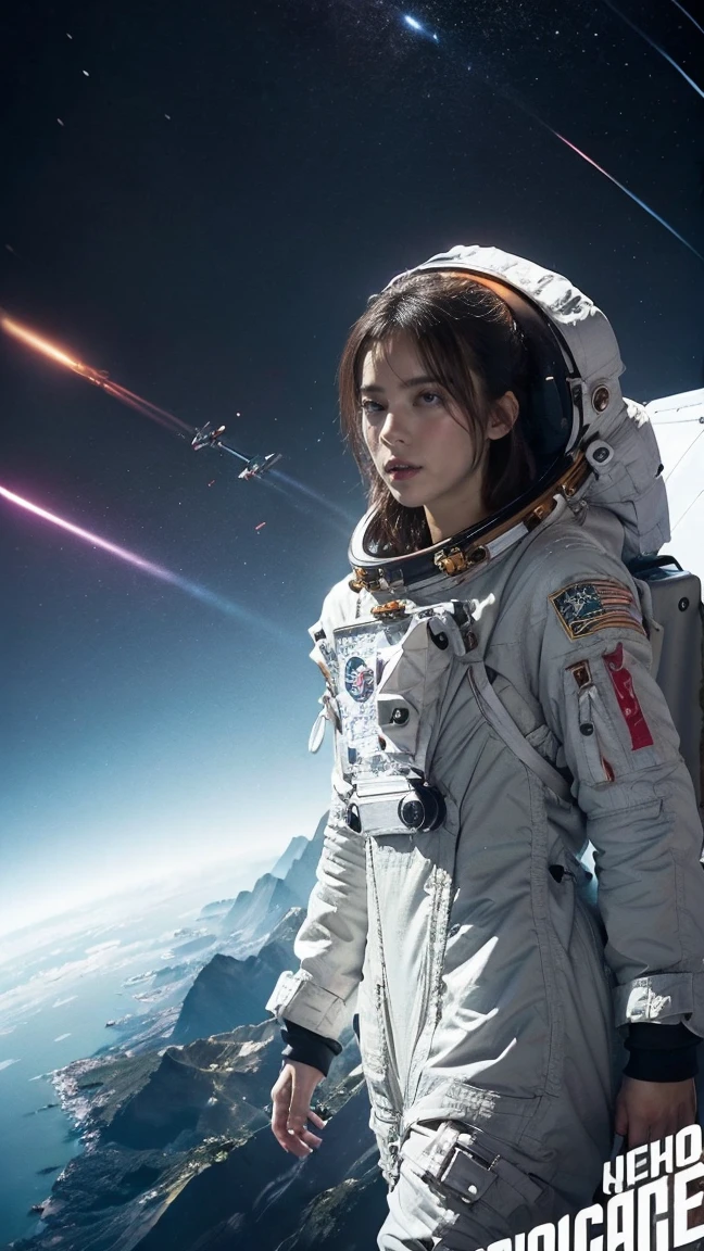 ((((dramatic))), (((Roughness))), (((intense))) The movie poster shows a young woman((astronaut))is the central figure。(She stands confidently in the center of the poster)。backgroundは暗くてざらざらしている，There is a sense of danger and strong emotions。The article is bold and eye-catching，Catchyスローガンで，Increase overall drama and excitement。The color palette is dominated by dark colors.，Dotted with bright colorake the poster that&#39;s itmic and visually striking，tachi-e (magazine:1.3), (Cover Style:1.3), fashionable, woman, Vibrant, Costume, Strike a Pose, front,Rich colors，that&#39;s it，background，Elements of the，Confident，express，Halter，statement，Attachmentajestic，coil，The surrounding area，Touching the genitals，scene，article，cover，Boldness，to attract attention，title，fashionable，Font，Catchy，title 大きい，Smart、Modern、trend、I focus、fashionable、Peeing pants and other clothes.