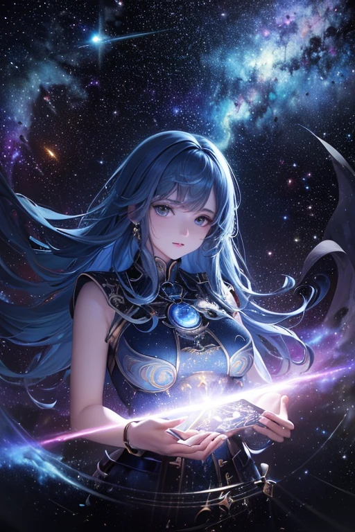 (8K, Highest quality, masterpiece:1.2, Super detailed,Highest quality, Ultra-high resolution, Professional Lighting, ）"Mystical tarot cards floating in outer space, cosmic background with stars and nebulae, ethereal glow around the cards, magical energy connecting the cards, detailed card illustrations visible, dramatic lighting, surreal and dreamlike atmosphere"