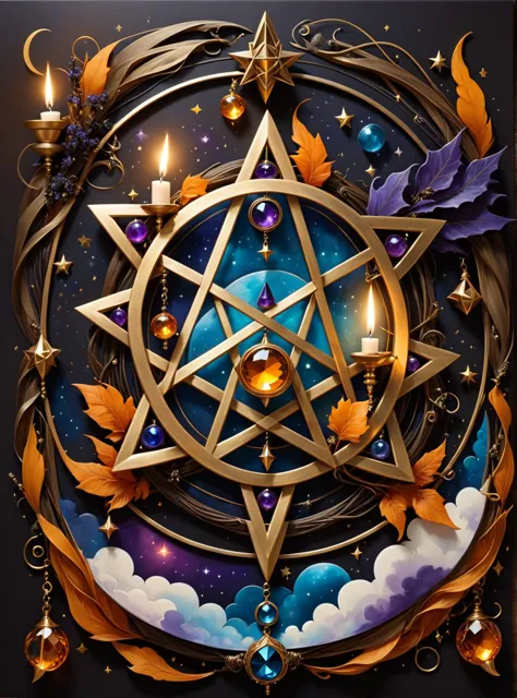 ((best quality)), ((masterpiece)), (detailed), magic, witchcraft, witch accessories, perfect geometry of shapes and forms, spiri...