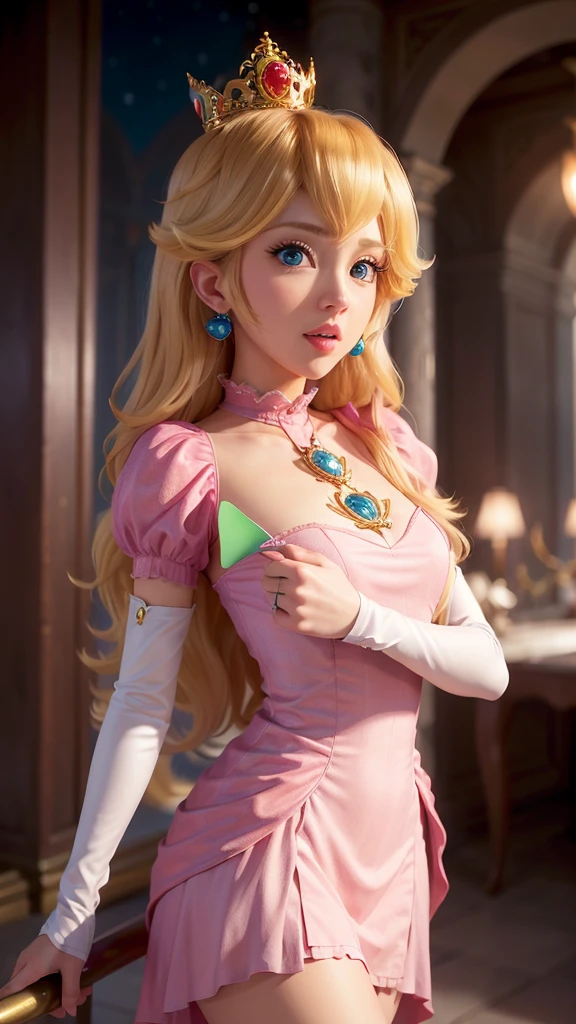 Absurd, Ein Mädchen,Brustmitte, Sternauge, (Prinzessin Peach), erröten, (realistisch:1.5), (blaue Augen:0.8), (Meisterwerk, Extremely ausführlich CG unity 8k wallpaper, höchste Qualität, Hohe Auflösung:1.2), (Ultra_ausführlich, 超Hohe Auflösung:1.2), (pixiv:1.3), Perfekte Beleuchtung, klar, (Ein Mädchen:1.4), (schönes Mädchen:1.2), Betrachten Sie Ihre Zuschauer, unwirkliche Engine, seitliche Beleuchtung, perfektes Gesicht, ausführlich face, bangs, perfekter Körper, wunderschöne Augen, hübsches Gesicht, (Helle Haut:1.4), Idol, URZAN-6500-v1.1, Stadt, 