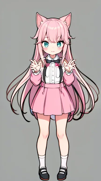 full body pink haired anime girl t posing no background clear cute