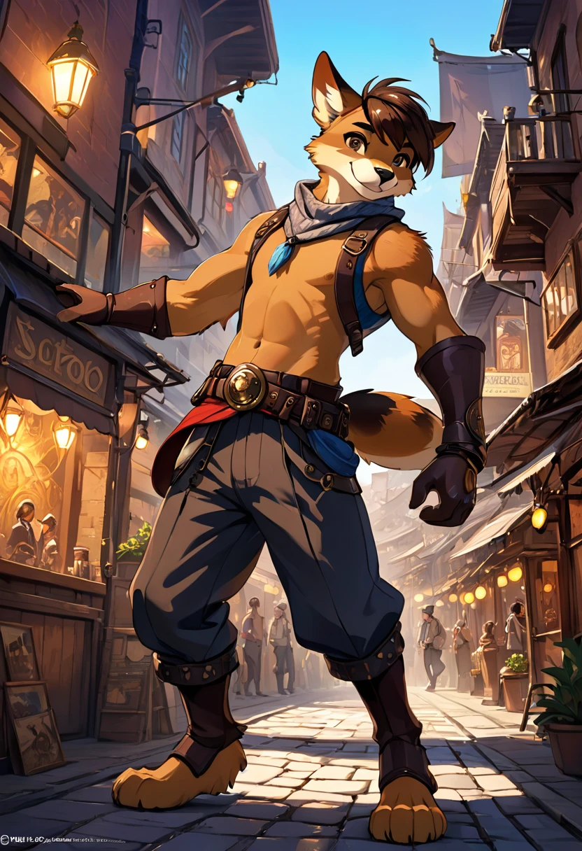 cover_page, highres, top quality, best quality, paid reward available, High-quality illustrations, unparalleled masterpiece, perfect artwork, absurdres, figma, super high resolution, detailed background, Steam punk, Beautiful World Heritage, boys, Happy, joyful(Photos of solo travelers)(kemono, furry anthro)cinematic lighting, dynamic angle,