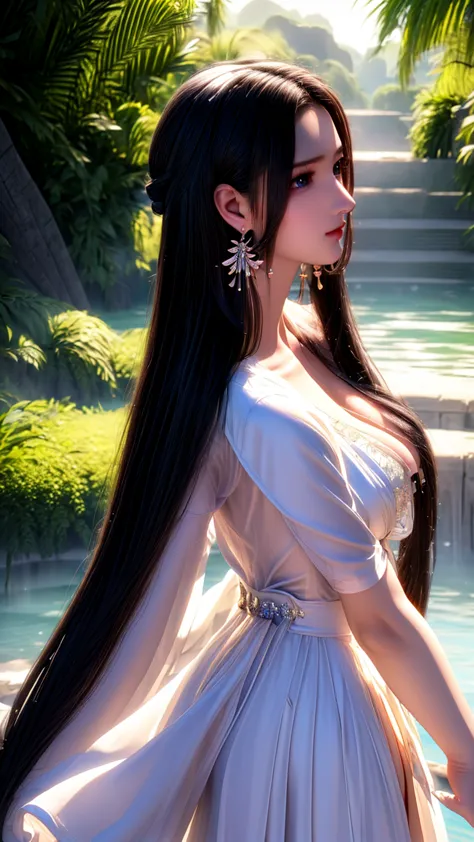 best quality,masterpiece,highres,cg,
1girl,weapon,sword,long hair,dress,water,solo,jewelry,white dress,earrings,hair ornament,sp...
