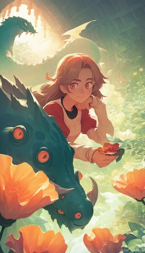 Best quality, Super detailed illustration, Warm colors, perfect lighting, perfect detail ,Cute girl, deep sea monster

