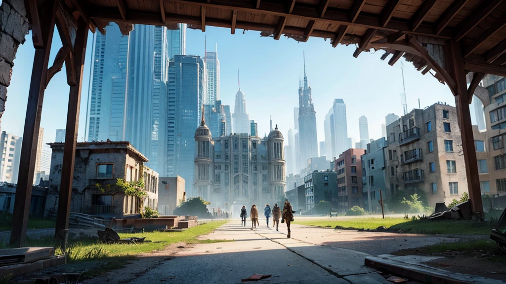Crea un escenario de RPG de una ciudad abandonada. la ciudad debe ser futurista y tener un aire dramático