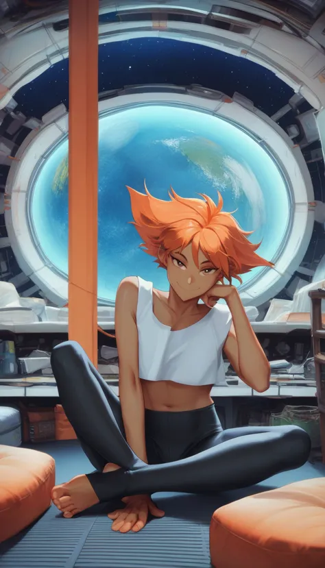 score_9, score_8_up, score_7_up, score_6_up, score_5_up, score_4_up, source_anime, BREAK Edward, midriff, orange hair, 1girl, to...