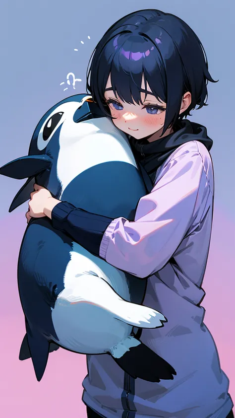 18:16:13  hugging stuffed penguin stuffed penguin blue short hair purple hugging stuffed penguin

