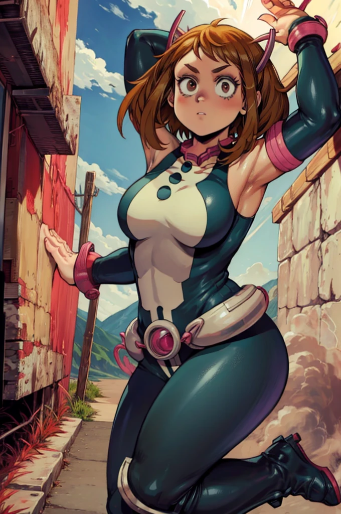 Dorohedoro-Stil, Ochaco Uraraka aus My Hero Academia, Süß und sexy, dicker Arsch und Beine, Uraraka-Superheldenkostüm