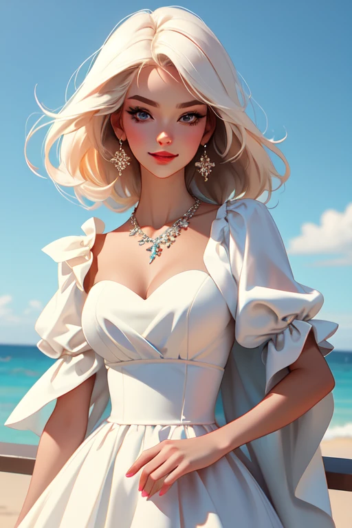 ((Masterpiece, best quality)), edgQuality,smug,smirk,glossy,bimbo,
edgParure_jewelery, a woman in a white dress posing for a picture with her necklace , wearing edgParure_jewelery 