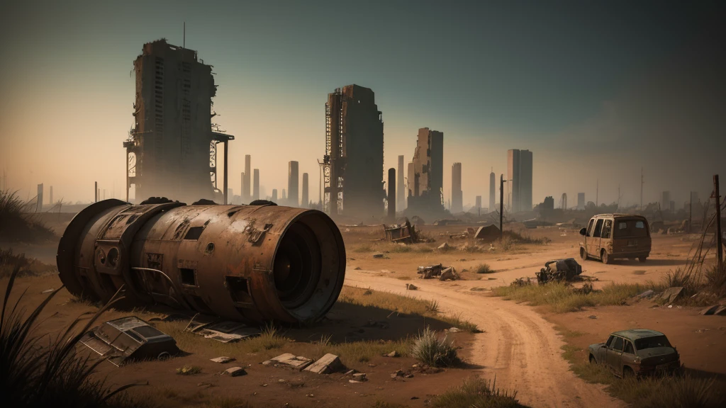 a desolate abandoned cosmodrome, crumbling concrete structures, rusted metal, overgrown vegetation, atmospheric lighting, moody tones, cinematic composition, dramatic shadows, abandoned vehicles, decaying remnants of space exploration, sense of isolation and decay, highly detailed, photorealistic, 8k, masterpiece, isometric