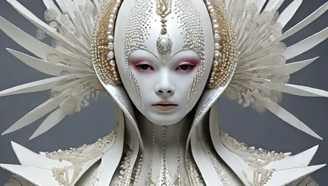 robot, mandelbrot, cellular automata, human face, extremely white face powder, heavy make-up, pixiv, hd, hq, 5d, hyper-realistic...