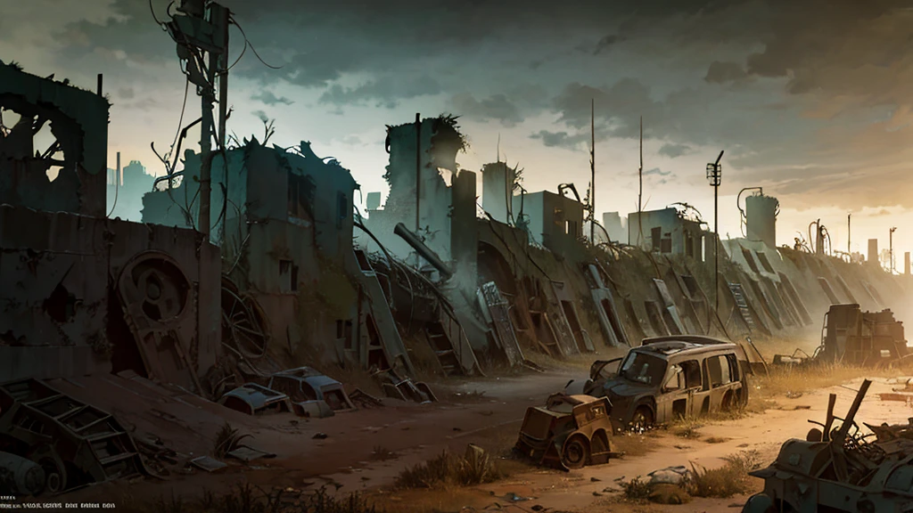 a desolate abandoned cosmodrome, crumbling concrete structures, rusted metal, overgrown vegetation, atmospheric lighting, moody tones, cinematic composition, dramatic shadows, abandoned vehicles, decaying remnants of space exploration, sense of isolation and decay, highly detailed, photorealistic, 8k, masterpiece, isometric