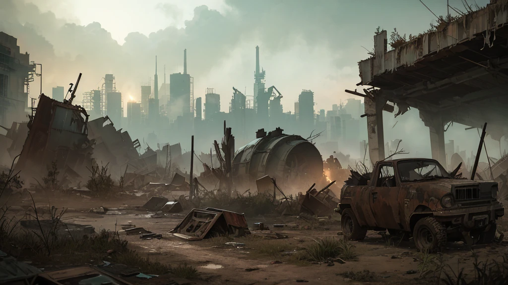 a desolate abandoned cosmodrome, crumbling concrete structures, rusted metal, overgrown vegetation, atmospheric lighting, moody tones, cinematic composition, dramatic shadows, abandoned vehicles, decaying remnants of space exploration, sense of isolation and decay, highly detailed, photorealistic, 8k, masterpiece, isometric