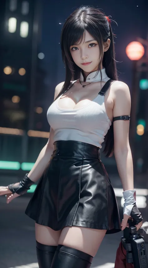 (8K, best quality, masterpiece: 1.2), (Practical, Reality: 1.37), Super Detail, A girl, Lovely, Solitary, (Tifa Lockhart), (Smal...