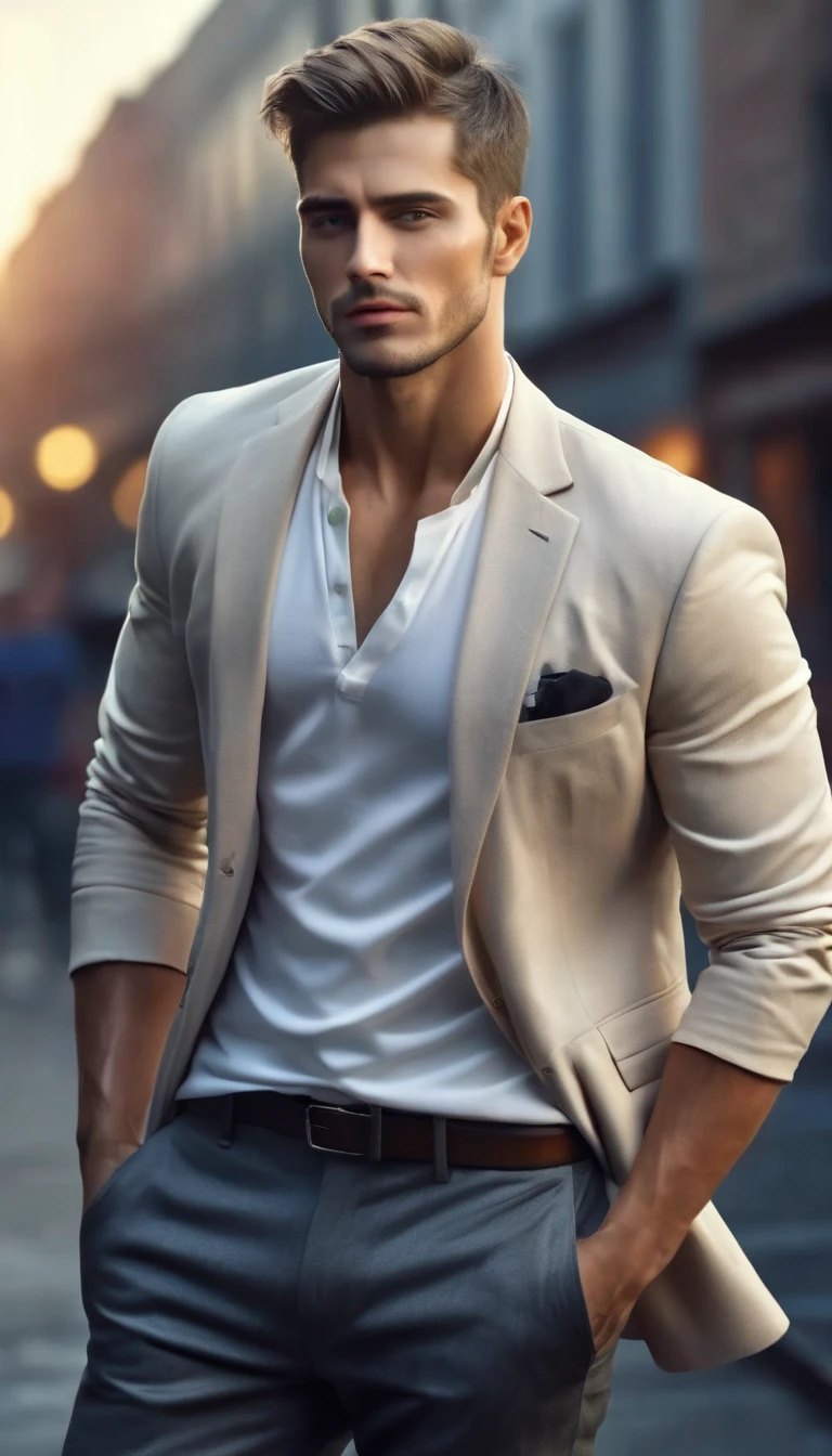 ((a handsome man, male model modern clothing, full-length portrait: 1.5)), (best quality, 4k, 8k, high resolution, masterpiece: 1.2), ultra detailed, (realistic, photorealistic, photorealistic : 1.37), HDR, UHD, studio lighting, ultra-fine painting, sharp focus, physically based rendering, extreme detailed description, professional, vivid colors, bokeh, dramatic lighting, cinematic compositing