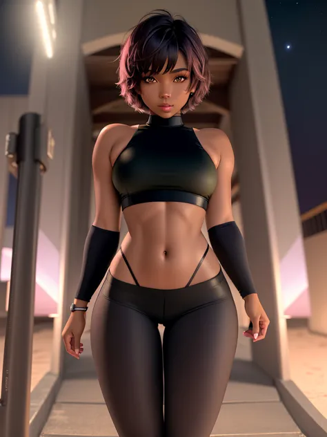 masterpiece, best quality, solo focus, extremely detailed 8k CG unity wallpaper, 1girl with short bob cut hair, glowing eyes, ti...