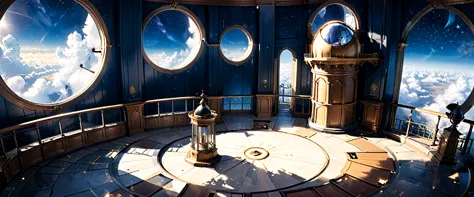 The 18th century telescope was located in an indoor observatory on the top floor of the building, with the sides of the circular...
