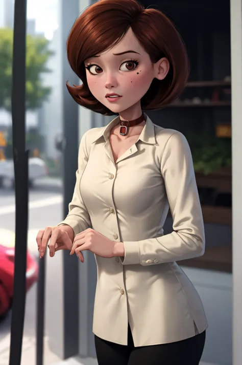 Masterpiece, Best Quality, outdoor, Lens flare, depth of field, 1 girl, Alone, looking at the viewer, old,  helenparr, moles, co...